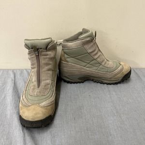 CABELA'S WOMEN'S DRYPLUS THINSULATE BEIGE & OLIVE GREEN ZIP HIKING BOOTS SZ 9M
